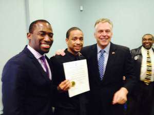 Davon with Sec. Stoney and Gov. McAuliffe