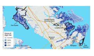 According to a report from the Union of Concerned Scientists, Atlantic and Gulf Coast military bases - especially those in Newport News - are threatened by sea-level rise from climate change. (Union of Concerned Scientists)