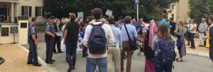 Protesters getting arrested in front of the governor's mansion in Richmond, Va. Photo courtesy Virginia Organizing
