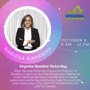 Graphic with picture of Narissa, a woman of color smiling and the same information that is in the text.